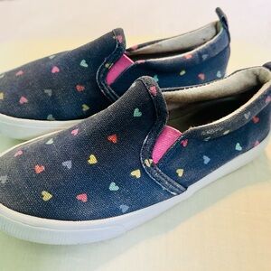 Cat & Jack Navy Slip-On Sneakers with Heart Pattern